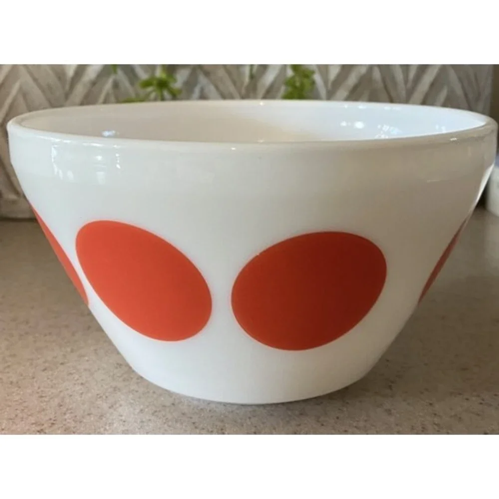 Vintage Charm Inspired By Pyrex Orange Polka Dots Mixing Bowl - 3 1/4